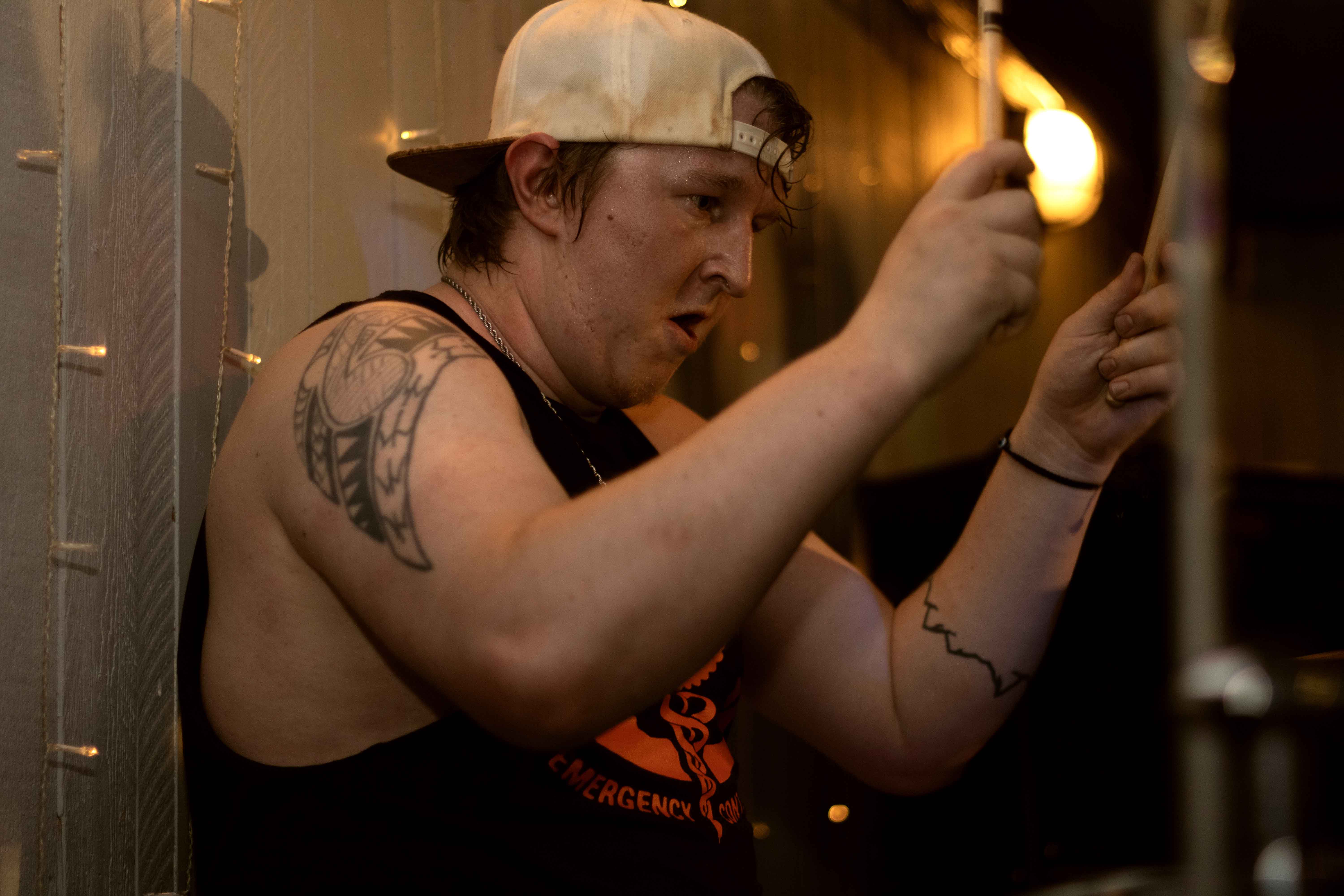 Photo of local Calgary band Retcon's drummer Phil Tremblay.